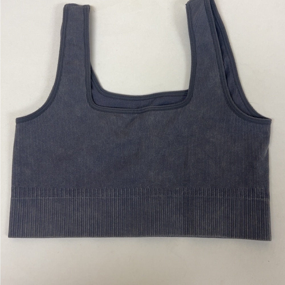 Target Women's Ribbed Crop Top - Dark Gray/Purple